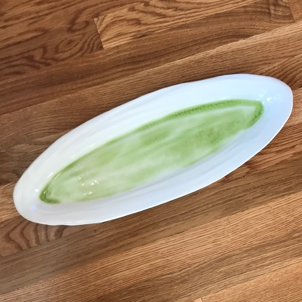 NWT Anthropologie Terrain Signed Handmade Chartreuse Fish Platter